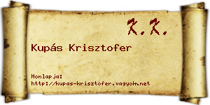 Kupás Krisztofer névjegykártya